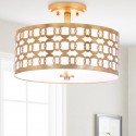 Safavieh Cedar Linked 3 Light 15-inch Dia Flush Mount - Gold/Off-White (FLU4004A)