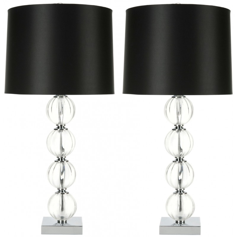 Safavieh Amanda 31-inch H Black Crystal Glass Globe Lamp - Set of 2 - Clear/Black (LIT4006A-SET2)