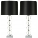 Safavieh Amanda 31-inch H Black Crystal Glass Globe Lamp - Set of 2 - Clear/Black (LIT4006A-SET2)