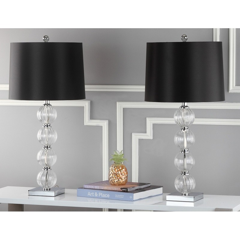 Safavieh Amanda 31-inch H Black Crystal Glass Globe Lamp - Set of 2 - Clear/Black (LIT4006A-SET2)