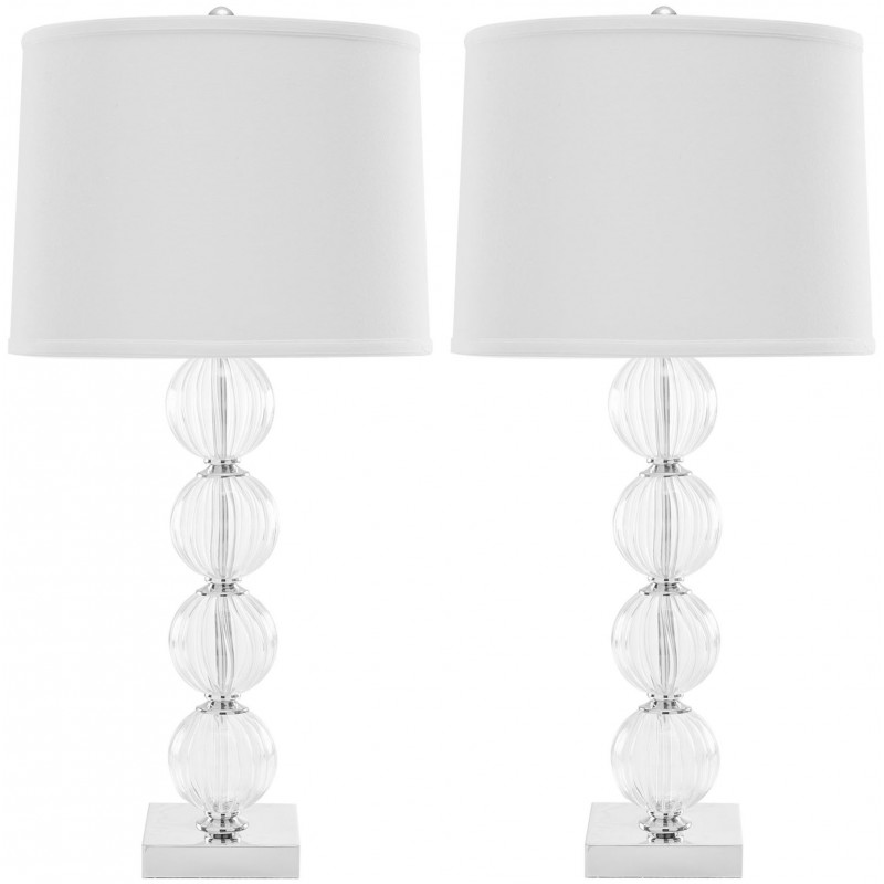 Safavieh Amanda 31-inch H White Crystal Glass Globe Lamp - Set of 2 - Clear/Off-white (LIT4006C-SET2)