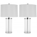 Safavieh Jeanie 25-inch H Glass Cylinder Lamp - Set of 2 - Clear/White (LIT4013A-SET2)