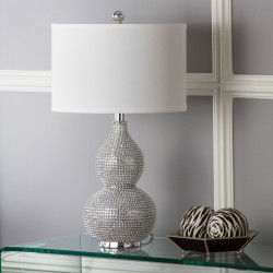 Safavieh Nicole 24.5-inch H Bead Base Lamp - Set of 2 - Silver/Off-white (LIT4014B-SET2)