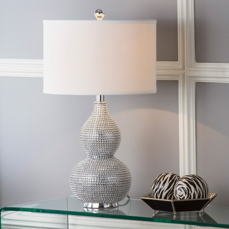 Safavieh Nicole 24.5-inch H Bead Base Lamp - Set of 2 - Silver/Off-white (LIT4014B-SET2)