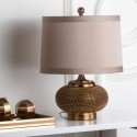 Safavieh Alexis 19-inch H Gold Bead Lamp - Set of 2 - Copper/Taupe (LIT4016A-SET2)