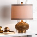 Safavieh Alexis 19-inch H Gold Bead Lamp - Set of 2 - Copper/Taupe (LIT4016A-SET2)