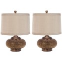 Safavieh Alexis 19-inch H Gold Bead Lamp - Set of 2 - Copper/Taupe (LIT4016A-SET2)