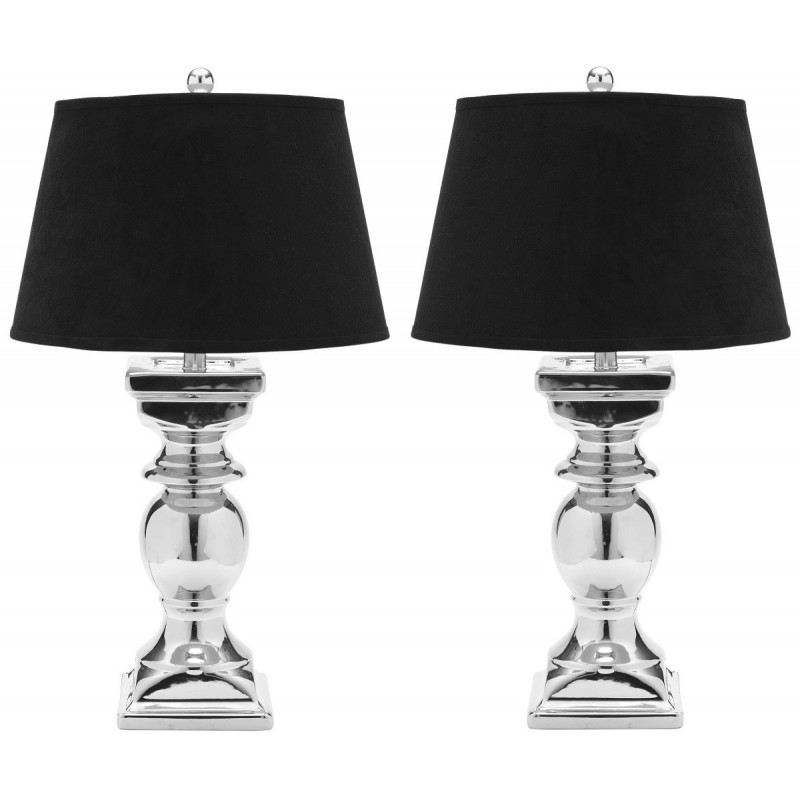 Safavieh Helen 27.5-inch H Silver Baluster Lamp - Set of 2 - Silver/Black (LIT4017A-SET2)
