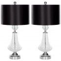 Safavieh Clear 25.5-inch H Crackle Glass Table Lamp/Black Satin Shade - Set of 2 (LIT4047A-SET2)