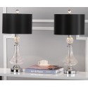 Safavieh Clear 25.5-inch H Crackle Glass Table Lamp/Black Satin Shade - Set of 2 (LIT4047A-SET2)