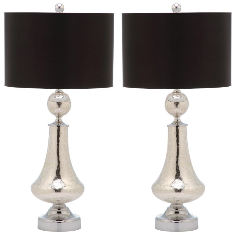 Safavieh Mercury 25.5-inch H Crackle Glass Table Lamp Set of 2 - Ivory/Black (LIT4047B-SET2)