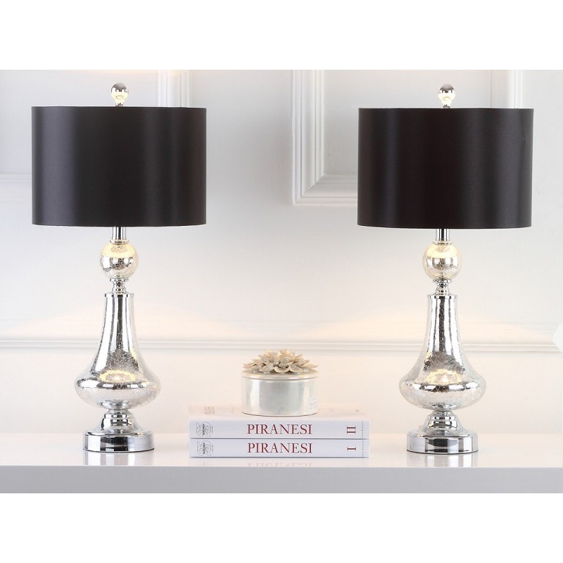 Safavieh Mercury 25.5-inch H Crackle Glass Table Lamp Set of 2 - Ivory/Black (LIT4047B-SET2)