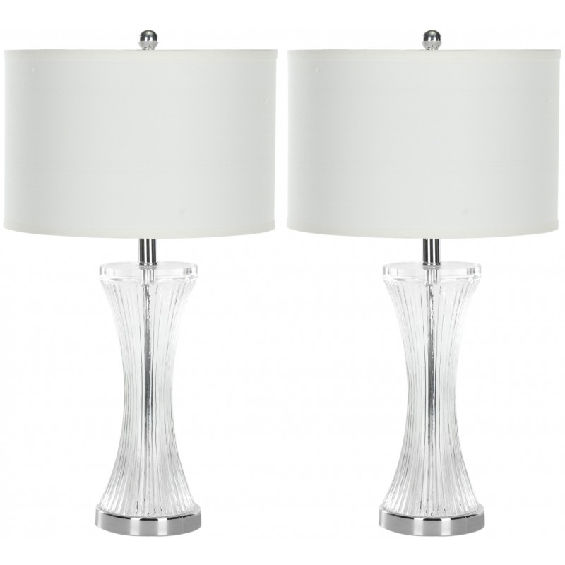 Safavieh Zelda 25-inch H Glass Table Lamp - Set of 2 - Clear/Off-white (LIT4051A-SET2)