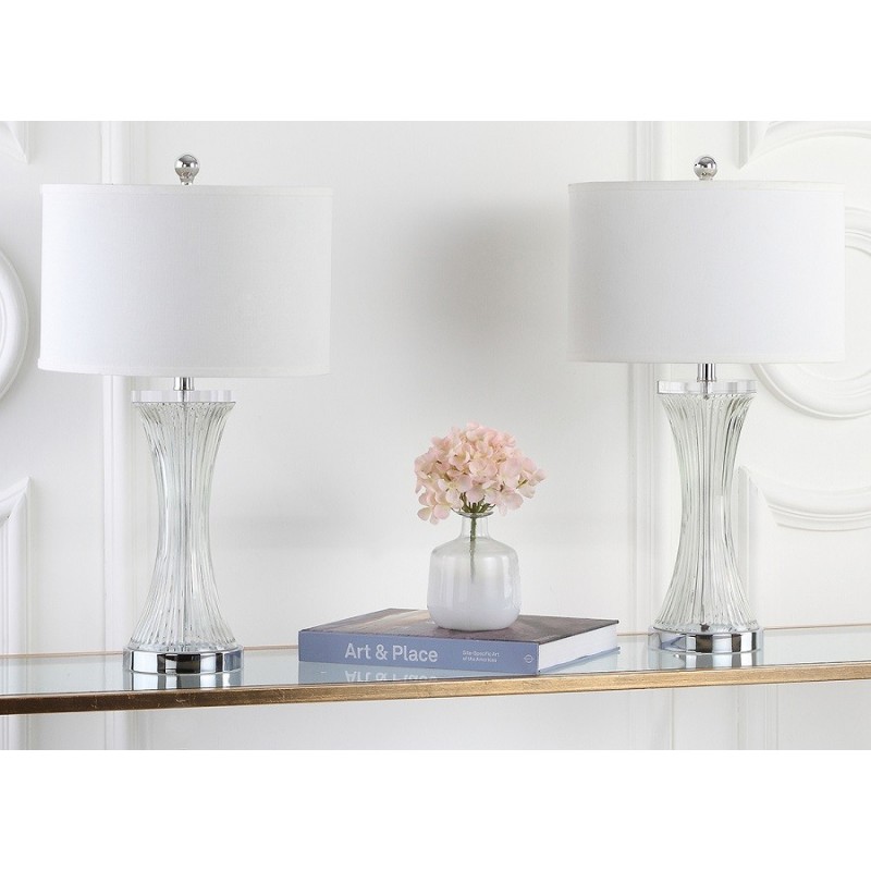 Safavieh Zelda 25-inch H Glass Table Lamp - Set of 2 - Clear/Off-white (LIT4051A-SET2)