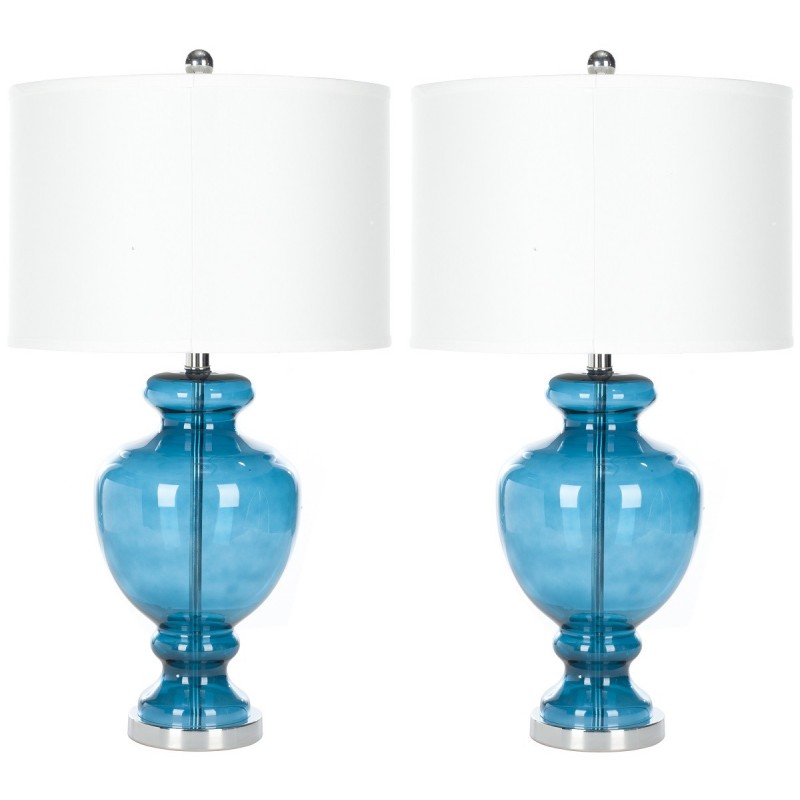 Safavieh Morocco 27-inch H Blue Glass Table Lamp - Set of 2 (LIT4052A-SET2)