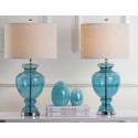 Safavieh Morocco 27-inch H Blue Glass Table Lamp - Set of 2 (LIT4052A-SET2)