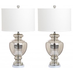 Safavieh Morocco Mercury 27-inch H Glass Table Lamp Set of 2 - Silver/Ivory (LIT4052E-SET2)
