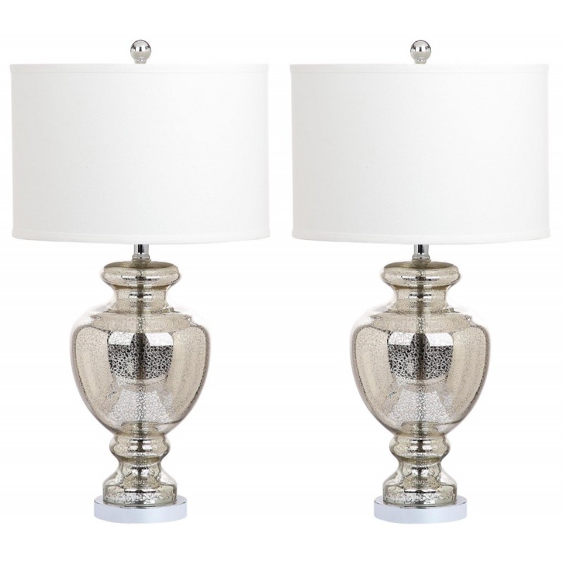 Safavieh Morocco Mercury 27-inch H Glass Table Lamp Set of 2 - Silver/Ivory (LIT4052E-SET2)