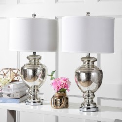 Safavieh Morocco Mercury 27-inch H Glass Table Lamp Set of 2 - Silver/Ivory (LIT4052E-SET2)
