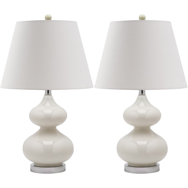 Safavieh Eva 24-inch H Double Gourd Glass Lamp Set of 2 - White/Off-White (LIT4086A-SET2)