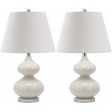 Safavieh Eva 24-inch H Double Gourd Glass Lamp Set of 2 - White/Off-White (LIT4086A-SET2) Safavieh Eva 24-inch H Double Gourd Glass Lamp Set of 2 - White/Off-White (LIT4086A-SET2)