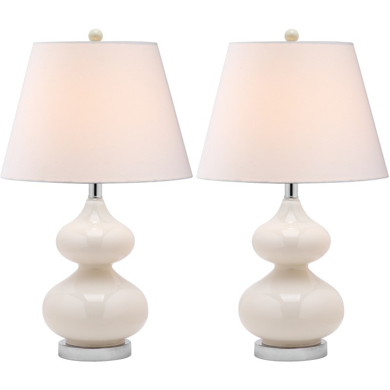 Safavieh Eva 24-inch H Double Gourd Glass Lamp Set of 2 - White/Off-White (LIT4086A-SET2)