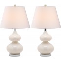 Safavieh Eva 24-inch H Double Gourd Glass Lamp Set of 2 - White/Off-White (LIT4086A-SET2) Safavieh Eva 24-inch H Double Gourd Glass Lamp Set of 2 - White/Off-White (LIT4086A-SET2)