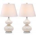 Safavieh Eva 24-inch H Double Gourd Glass Lamp Set of 2 - White/Off-White (LIT4086A-SET2)