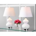 Safavieh Eva 24-inch H Double Gourd Glass Lamp Set of 2 - White/Off-White (LIT4086A-SET2) Safavieh Eva 24-inch H Double Gourd Glass Lamp Set of 2 - White/Off-White (LIT4086A-SET2)
