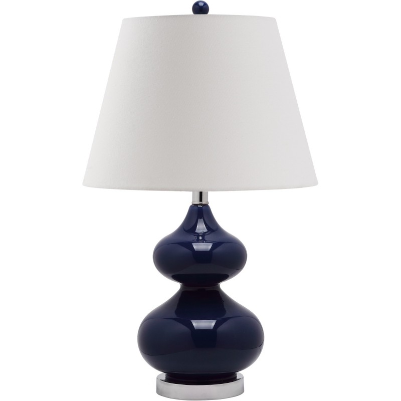 Safavieh Eva 24-inch H Double Gourd Glass Lamp Set of 2 - Navy/Off-White (LIT4086B-SET2)