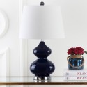 Safavieh Eva 24-inch H Double Gourd Glass Lamp Set of 2 - Navy/Off-White (LIT4086B-SET2)