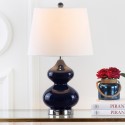 Safavieh Eva 24-inch H Double Gourd Glass Lamp Set of 2 - Navy/Off-White (LIT4086B-SET2)