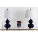 Safavieh Eva 24-inch H Double Gourd Glass Lamp Set of 2 - Navy/Off-White (LIT4086B-SET2)