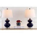 Safavieh Eva 24-inch H Double Gourd Glass Lamp Set of 2 - Navy/Off-White (LIT4086B-SET2)