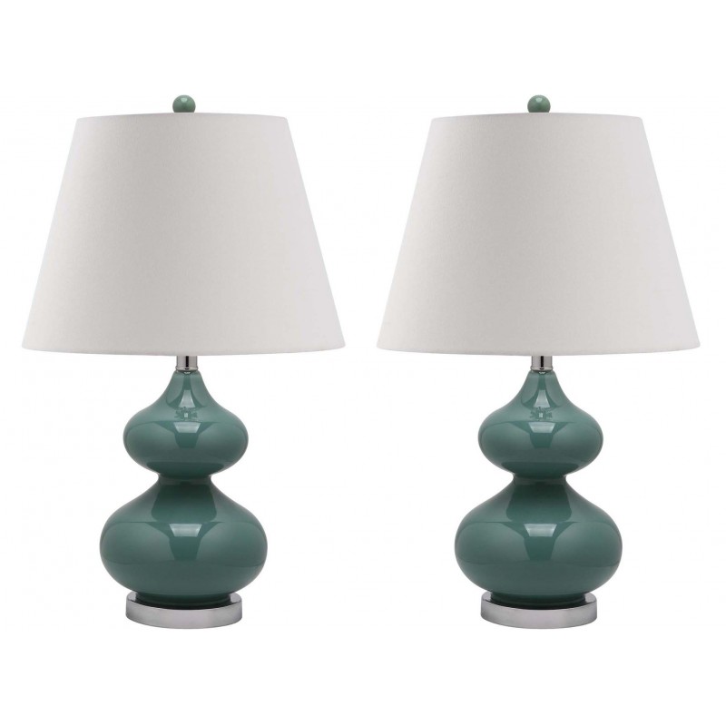 Safavieh Eva 24-inch H Double Gourd Glass Lamp Set of 2 - Marine Blue/Off-White (LIT4086C-SET2)