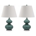 Safavieh Eva 24-inch H Double Gourd Glass Lamp Set of 2 - Marine Blue/Off-White (LIT4086C-SET2)