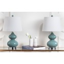 Safavieh Eva 24-inch H Double Gourd Glass Lamp Set of 2 - Marine Blue/Off-White (LIT4086C-SET2)