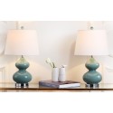 Safavieh Eva 24-inch H Double Gourd Glass Lamp Set of 2 - Marine Blue/Off-White (LIT4086C-SET2)