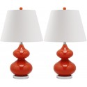 Safavieh Eva 24-inch H Double Gourd Glass Lamp Set of 2 - Blood Orange/Off-White (LIT4086D-SET2)