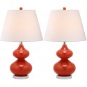Safavieh Eva 24-inch H Double Gourd Glass Lamp Set of 2 - Blood Orange/Off-White (LIT4086D-SET2)