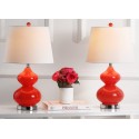 Safavieh Eva 24-inch H Double Gourd Glass Lamp Set of 2 - Blood Orange/Off-White (LIT4086D-SET2)