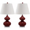 Safavieh Eva 24-inch H Double Gourd Glass Lamp Set of 2 - Red/Off-White (LIT4086E-SET2)