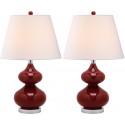 Safavieh Eva 24-inch H Double Gourd Glass Lamp Set of 2 - Red/Off-White (LIT4086E-SET2)