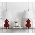 Safavieh Eva 24-inch H Double Gourd Glass Lamp Set of 2 - Red/Off-White (LIT4086E-SET2)