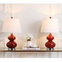 Safavieh Eva 24-inch H Double Gourd Glass Lamp Set of 2 - Red/Off-White (LIT4086E-SET2)