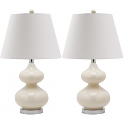 Safavieh Eva 24-inch H Double Gourd Glass Lamp Set of 2 - Pearl/Off-White (LIT4086F-SET2)