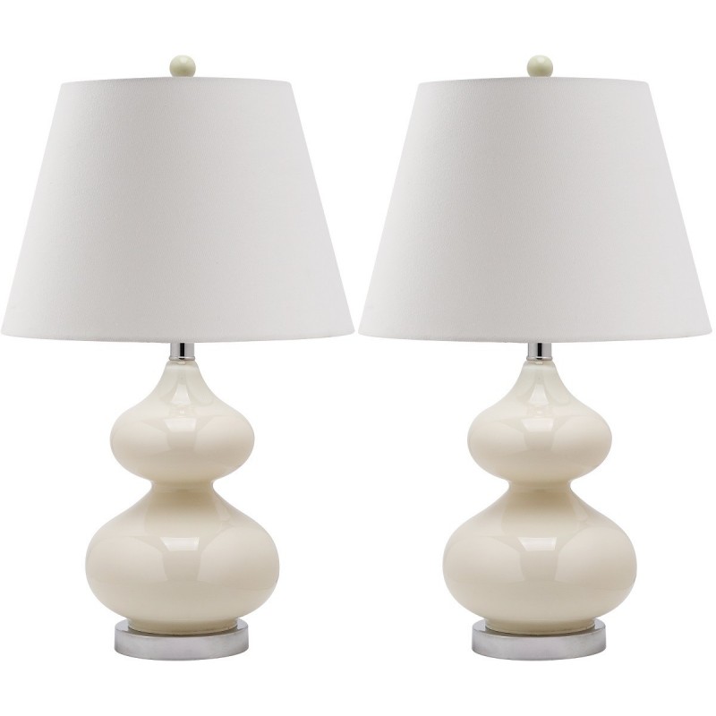 Safavieh Eva 24-inch H Double Gourd Glass Lamp Set of 2 - Pearl/Off-White (LIT4086F-SET2)