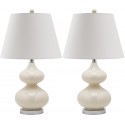 Safavieh Eva 24-inch H Double Gourd Glass Lamp Set of 2 - Pearl/Off-White (LIT4086F-SET2)