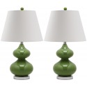 Safavieh Eva 24-inch H Double Gourd Glass Lamp Set of 2 - Green/Off-White (LIT4086G-SET2)