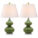 Safavieh Eva 24-inch H Double Gourd Glass Lamp Set of 2 - Green/Off-White (LIT4086G-SET2)